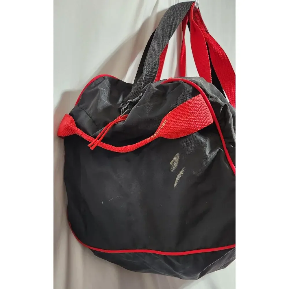 VTG LL Bean 24” Duffle Bag Patch Black/Blue Bag W/ Shoulder Strap Needs Cleaning